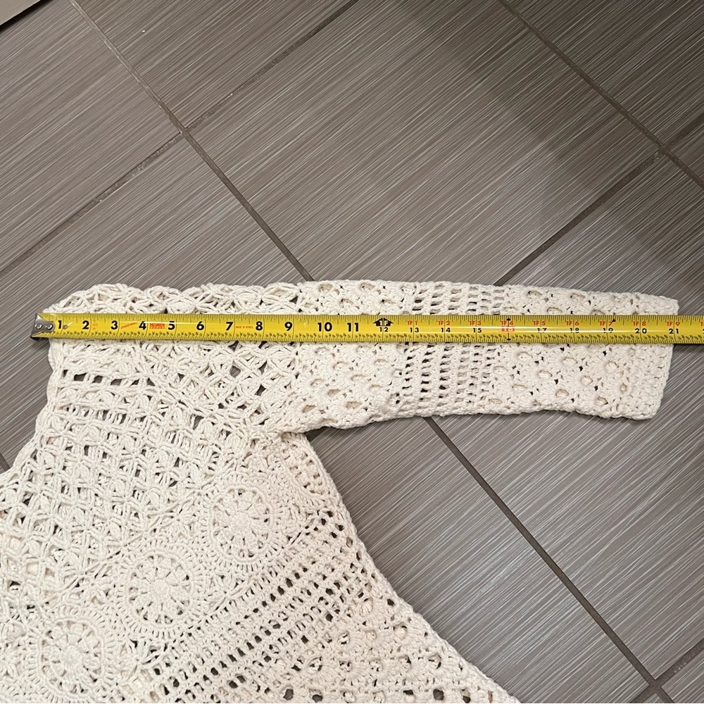 Lucky Brand Ivory Cream Crochet Top Sweater small knit - Picture 7 of 11